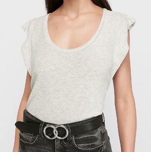 NWT Express Gray Ruffle Sleeve Top, Sz S